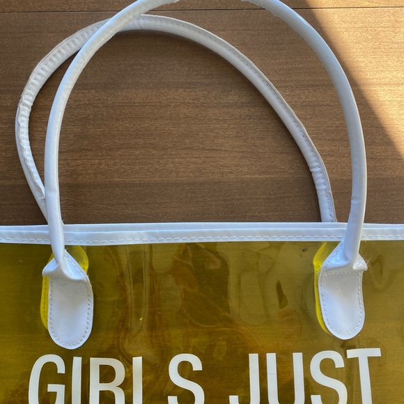 Medium Plastic Transparent Yellow/White Tote Bag - Picture 5 of 7